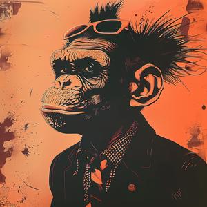 monkey  sunglasses  suit  tie  playful  humorous  illustration  vibrant  popart  character 1072594