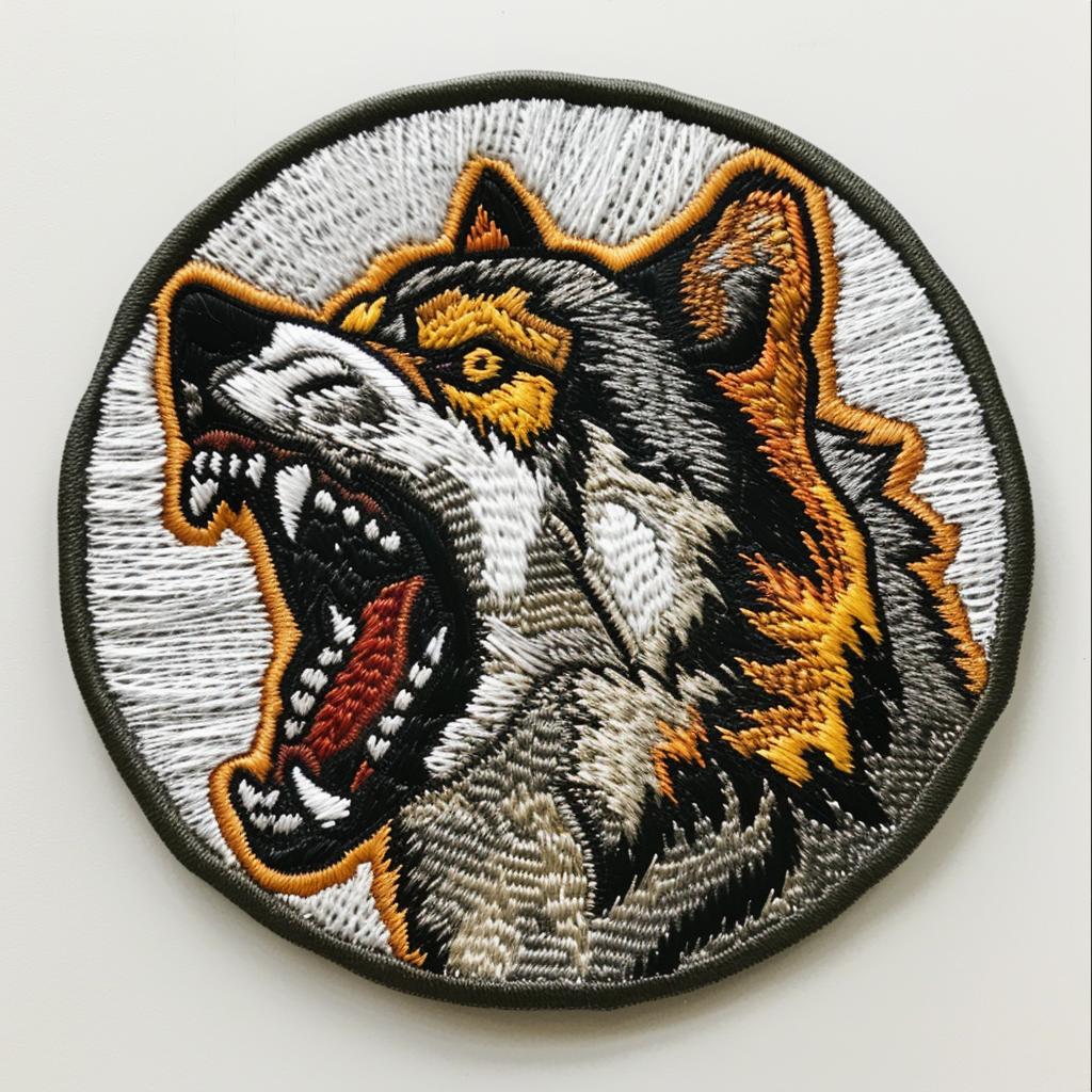 patch  embroidered  wolf  round  minimal  chenille  hip-hop  streetwear  animal  neutral 961439