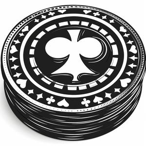 poker  chip  black and white  vector  SVG  linocut  simple  illustration  white  background 1063136