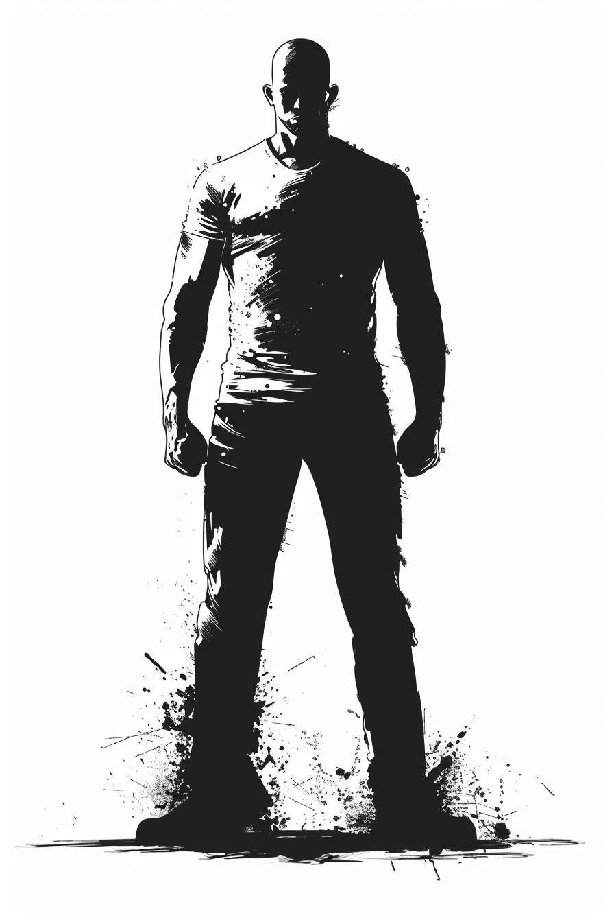 silhouette  angry  man  black  white  comic  t-shirt  standing  abstract  figure 953713