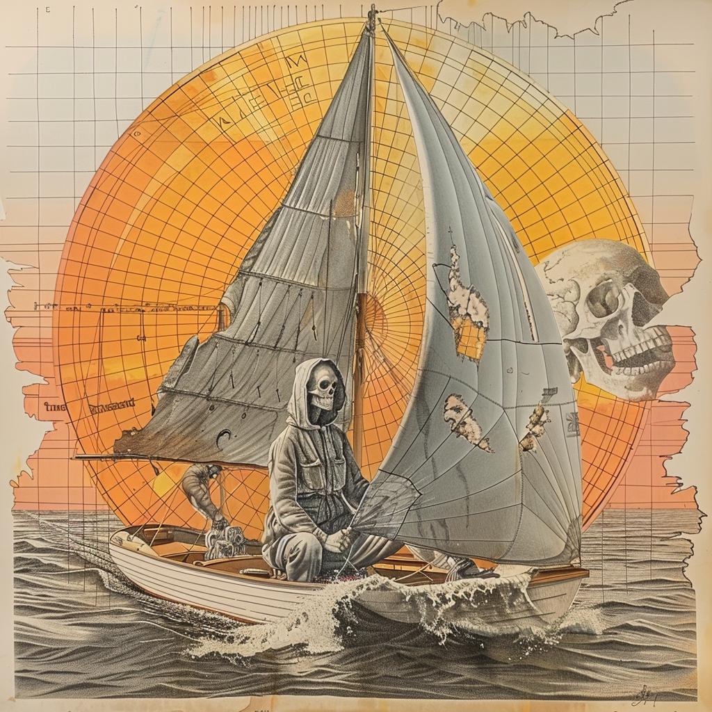 grim  reaper  sailboat  drawing  skull  chaotic  illustration  confrontational  monochrome  character 1035486