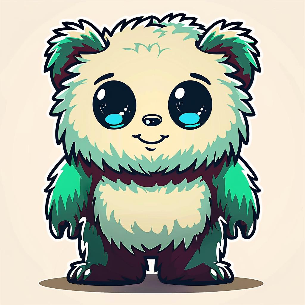 cartoon  panda  bear  big  eyes  green  white  fur  playful  character 962388