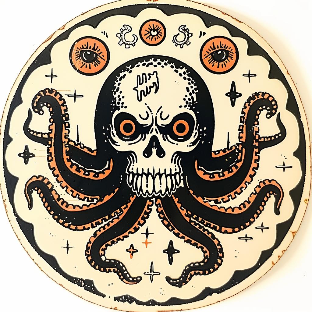 badge  naturalistic  spiritual  dark  arts  octopus  skull  decoration  terrifying  symbol 931512
