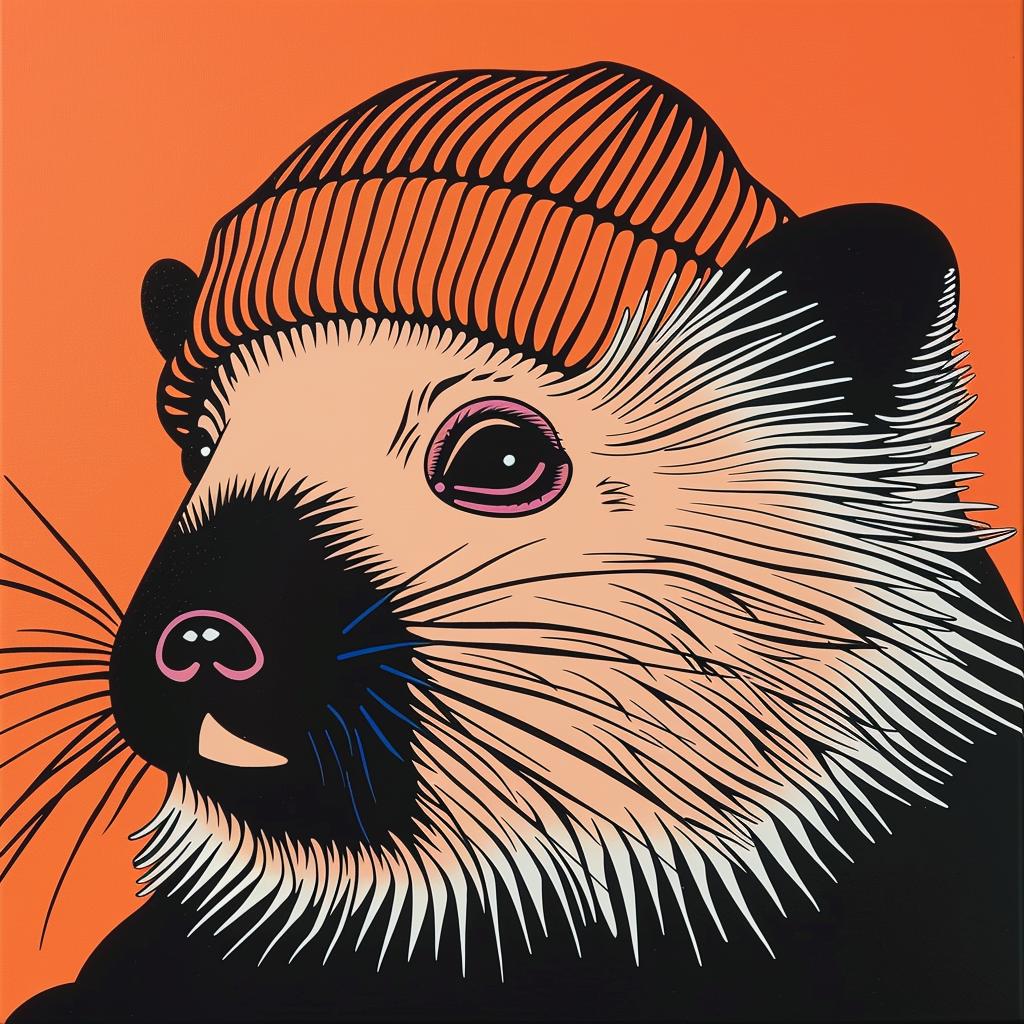 porcupine  knit  cap  poster  rodent  hat  animal  whimsical  illustration  cute 1023464