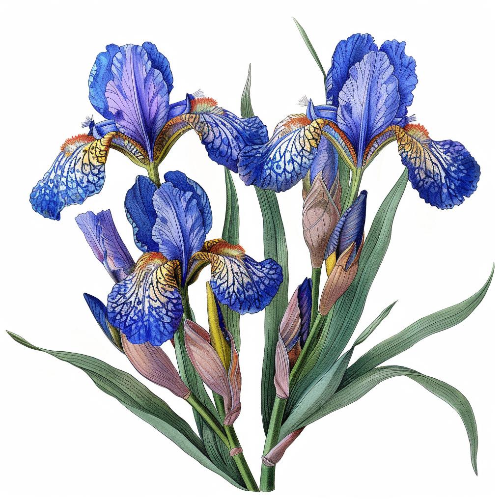 iris  flowers  illustration  watercolor  botanical  vibrant  nature  flora  art  details 971467