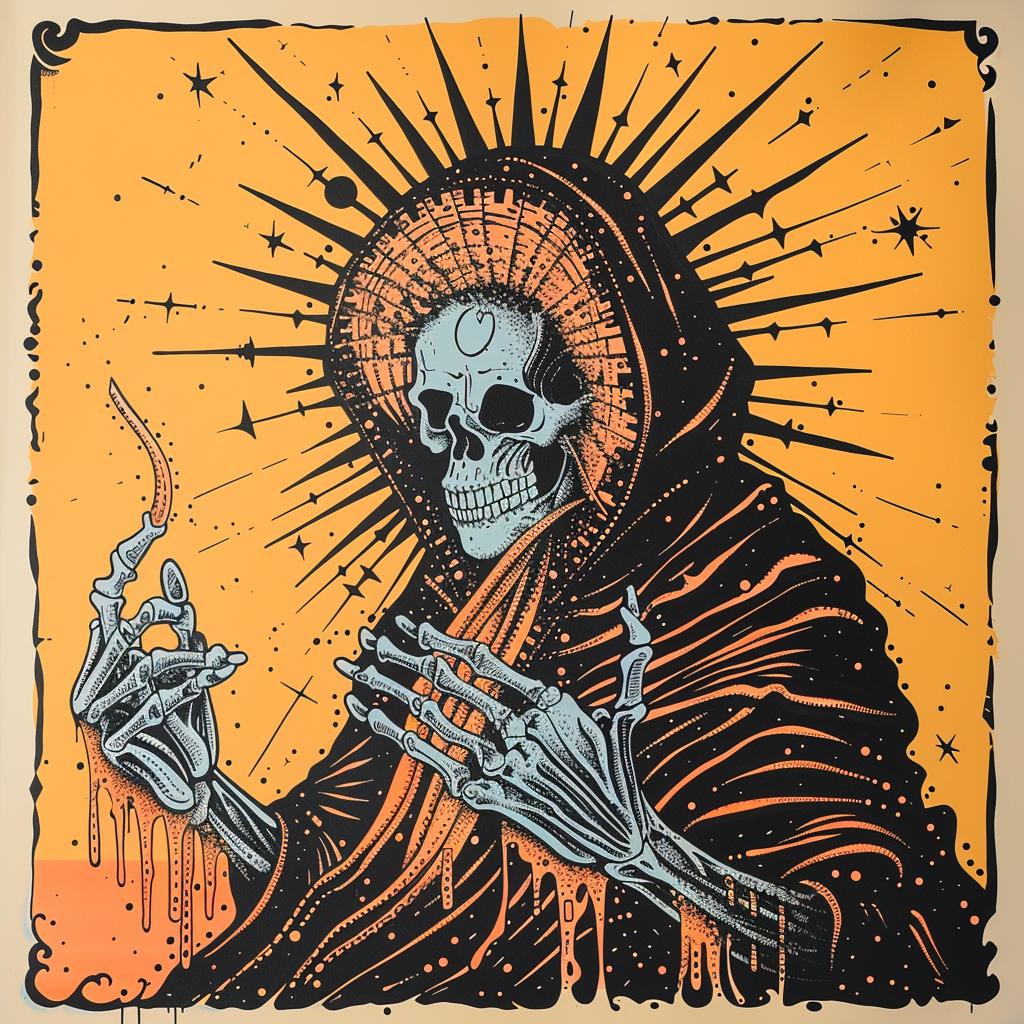 skeleton  cigarette  poster  spiritual  dark  occult  naturalistic  terror  Yoshitaka  Amano 927168