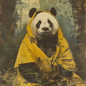 panda  bear  painting  robe  1960s  wildlife  nature  serene  whimsical  peaceful 1079855
