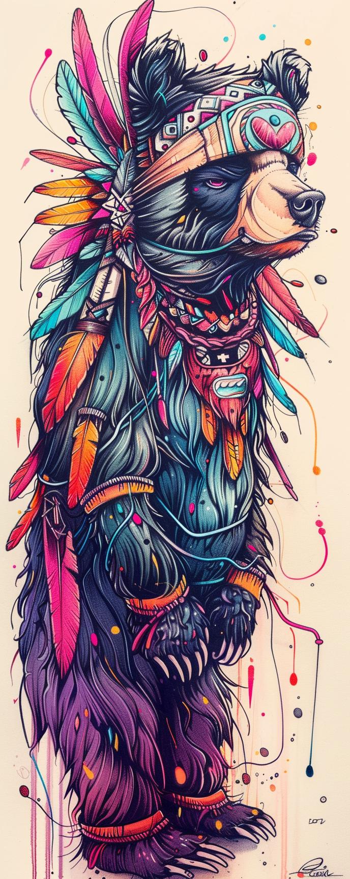 mythical  creature  GrimReaper  bear  Kachina  colorful  blend  fantastical  unique  fantasy 941110