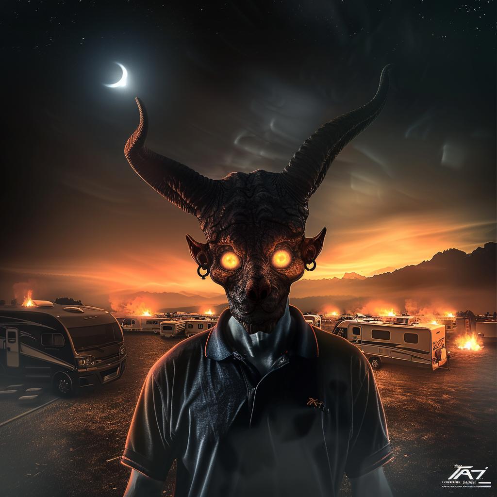 humanoid  demonic  polo  shirt  bizarre  campground  fiction  amalgamation  surreal  character 1034101