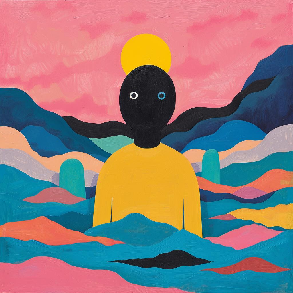 surreal  album  cover  black  man  water  mountains  painting  artistic  nature 1019211