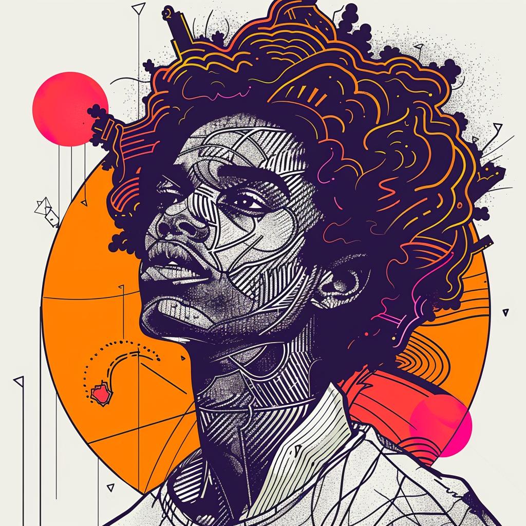 Pop Art  African-American  male  digital  short-cropped  afro  portrait  white  contemporary  vibrant 937961