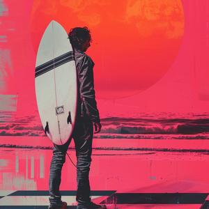 checkerboard  synthwave  80s  surfboard  minimalist  design  poster  sunset  color  style 1071692