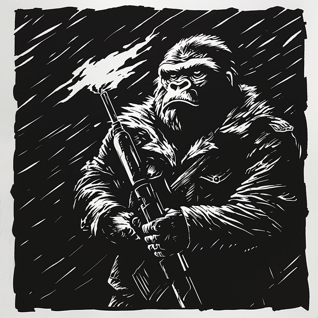 gorilla  soldier  flamethrower  WWII  anthropomorphic  flames  war  military  battle  courage 1025896