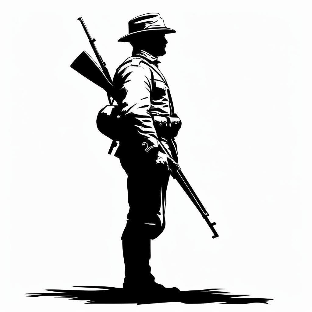 silhouette  soldier  civilwar  vintage  rifle  icon  linocut  black  white  outline 952092