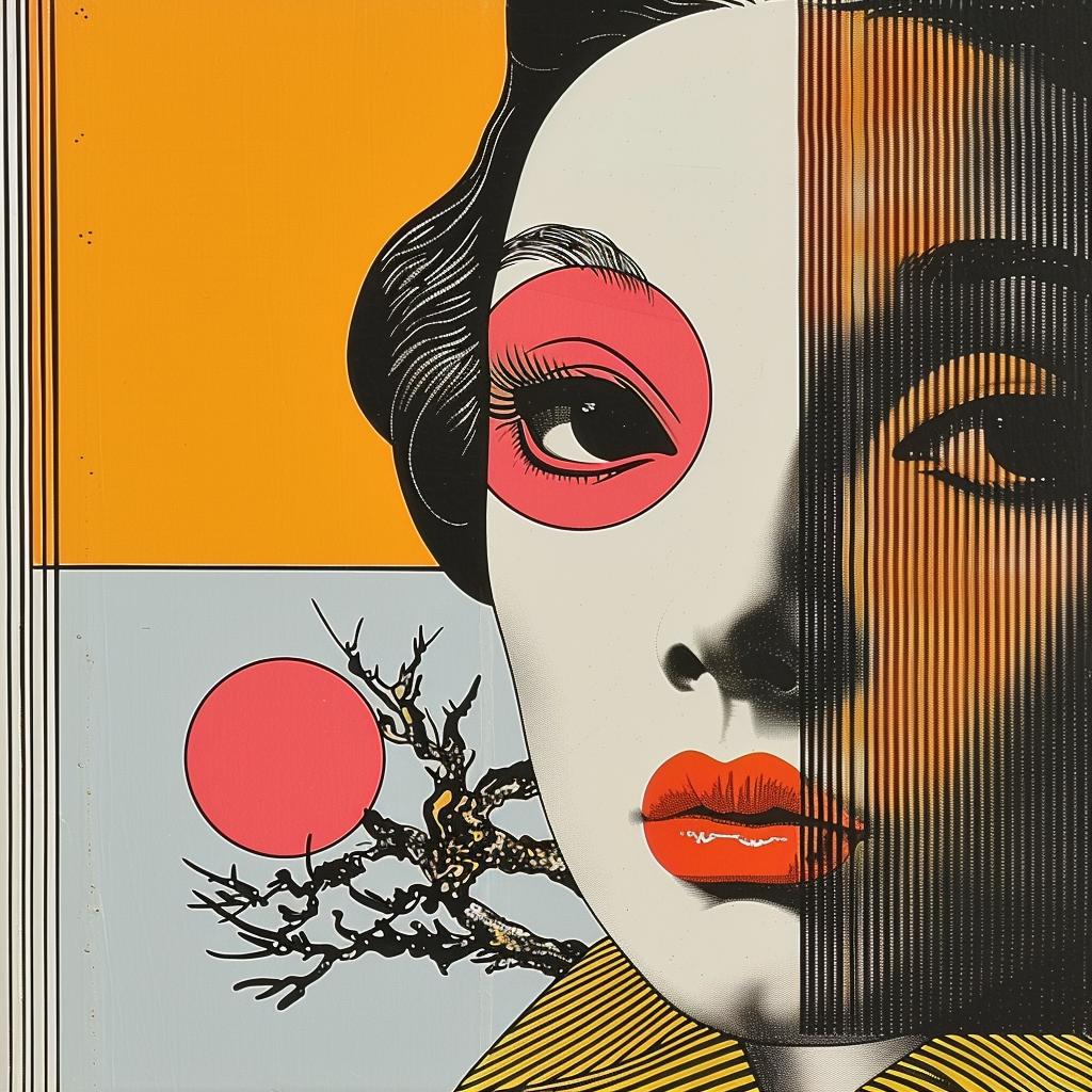 horror  novel  Japanese  minimalism  woman  face  tree  painting  style  art 1020135