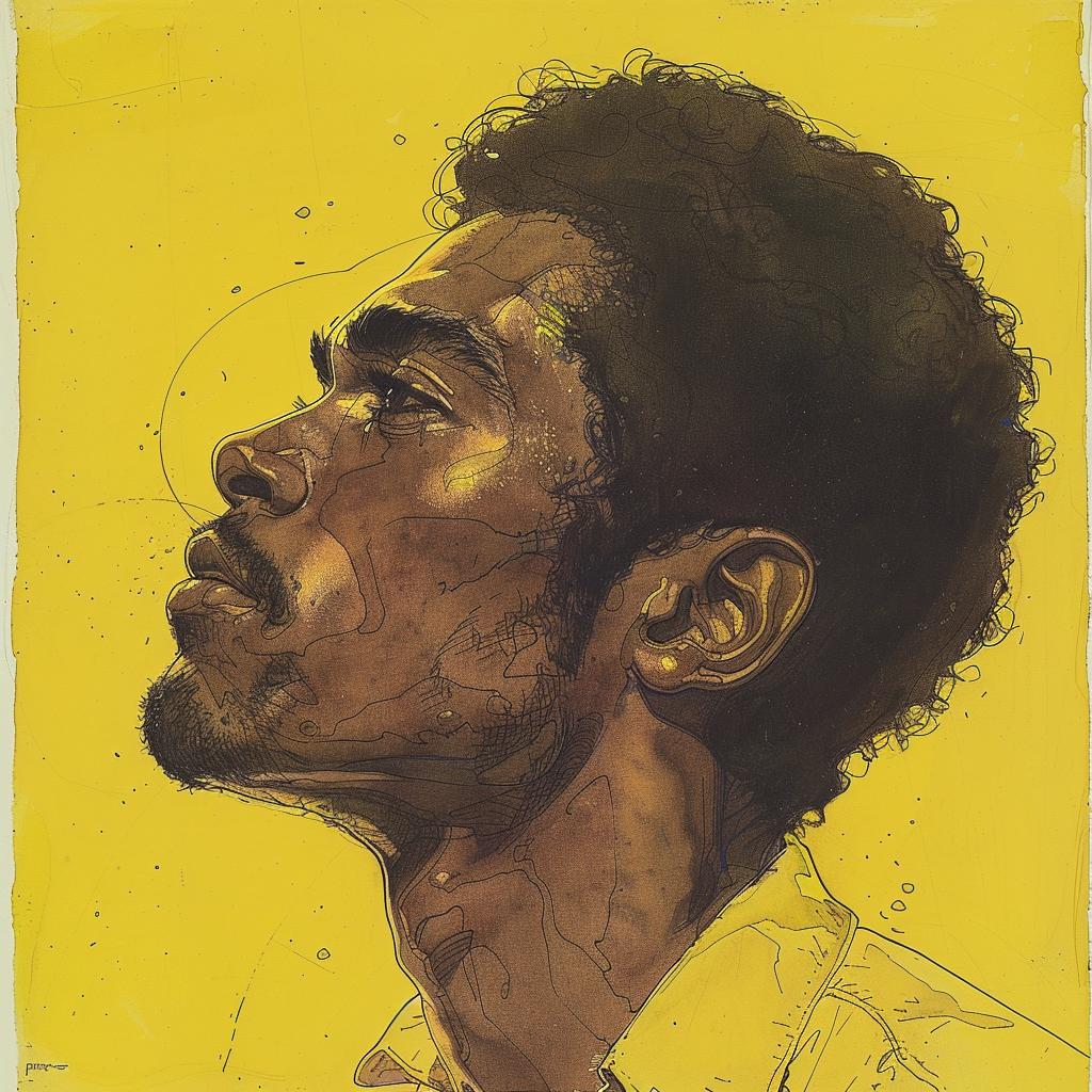 painting  man  yellow  background  African  American  art  portrait  style  expression 923522