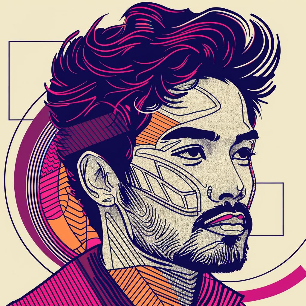 Pop  Art  Asian-American  Man  Digital  Portrait  Beard  Afro  White  Background 937252
