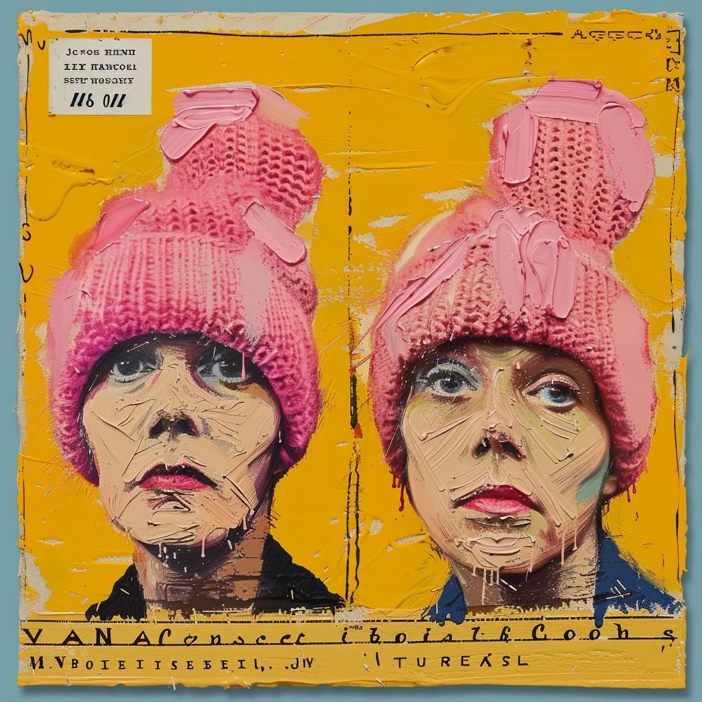 encaustic  impasto  palette-knife  VAN  HALEN  hats  colorful  artwork  women  style 1015405