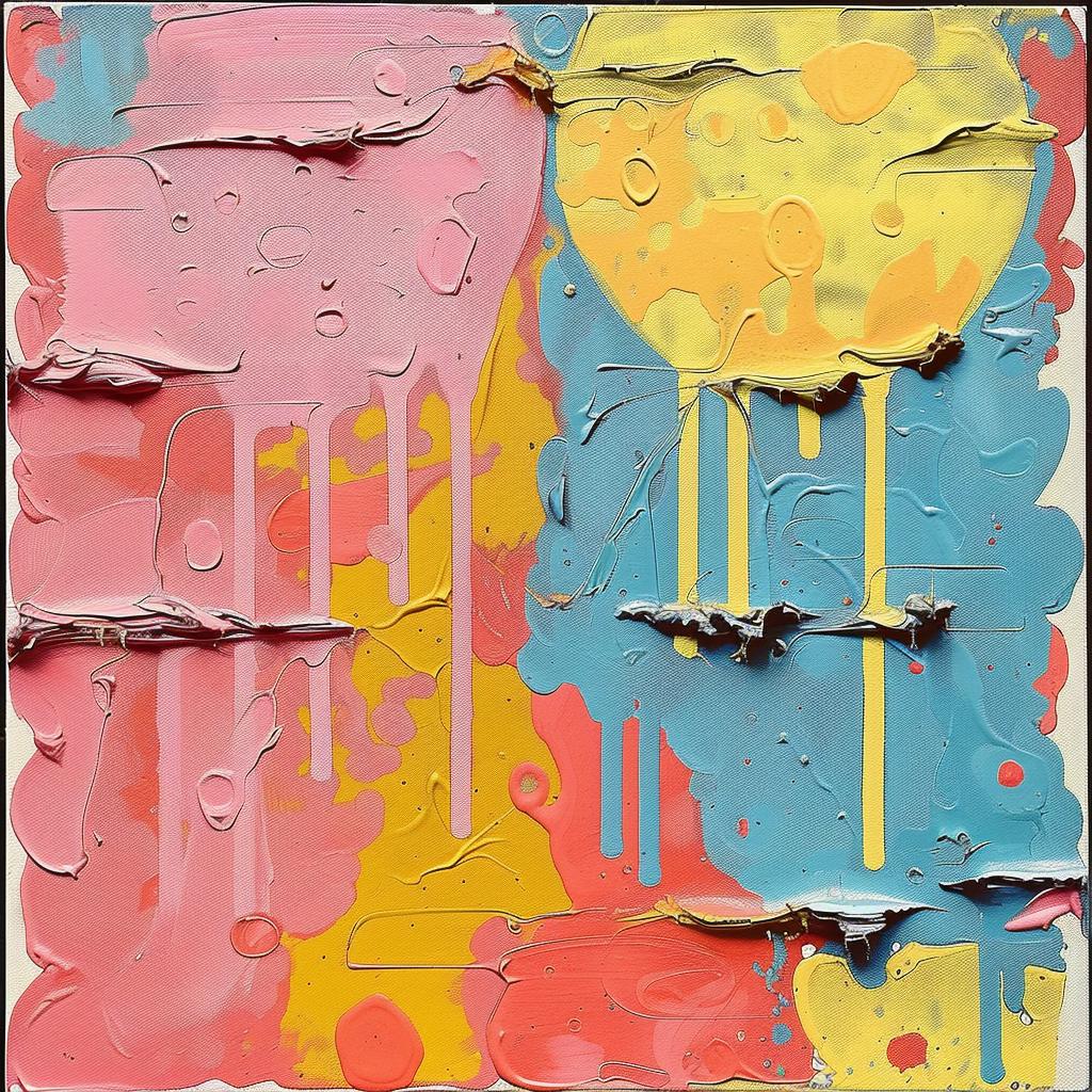 painting  background  yellow  blue  pink  colorful  whimsical  abstract  vibrant  artistic 950561