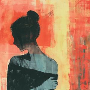 mental  health  woman  black  dress  realism  minimalist  risograph  textures  painting 1062541