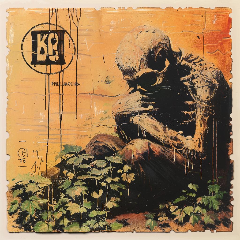skeleton  sitting  ground  impasto  palette-knife  naturalistic  spiritual  artistic  dark  occult 975199