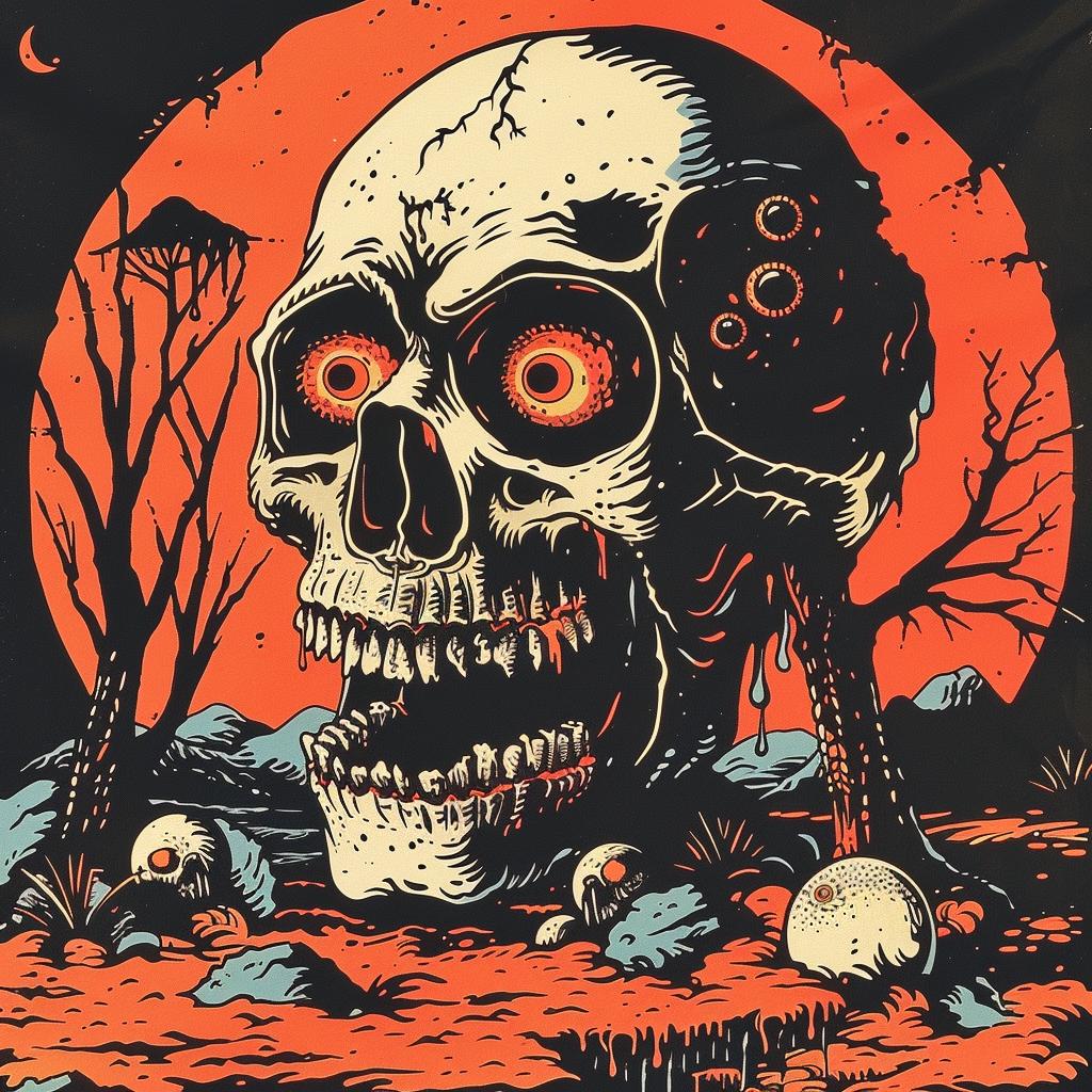 skull  moon  poster  occult  dark  McFarlane  illustration  spiritual  naturalistic  mythical 928229