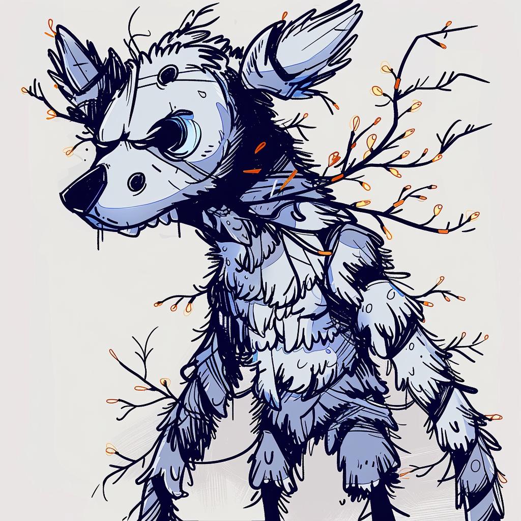 dog  branches  drawing  animal  nature  head  whimsical  illustration  fantasy  portrait 946684
