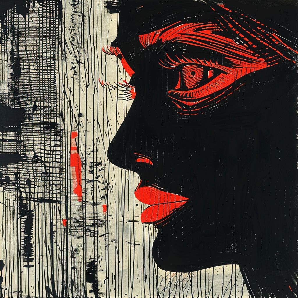 woman  face  red  eyes  painting  abstract  intense  expressive  bold  modern 928158