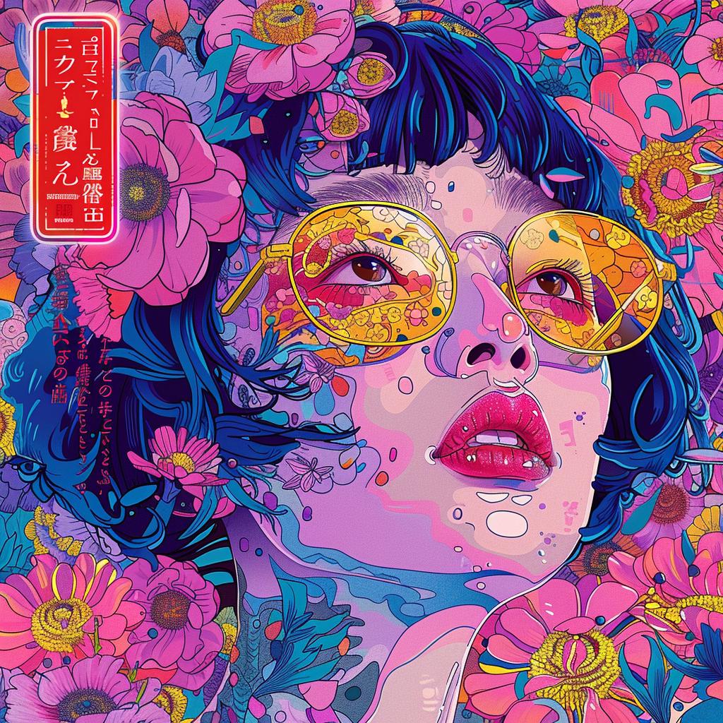 SYNTHWAVE  Ukiyo-e  surreal  flowerpunk  shattered  glass  chaos  Risograph  hyper-realistic  woman 916484
