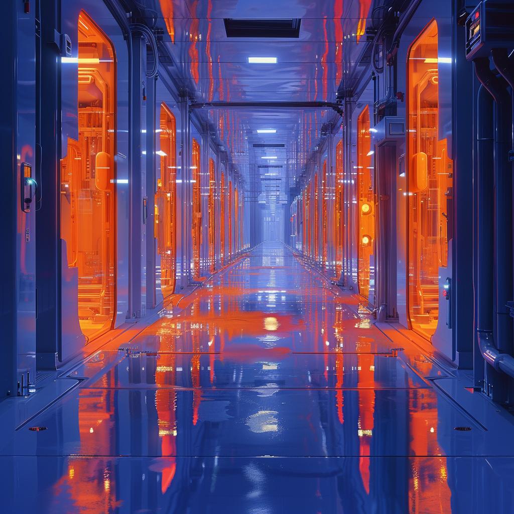 lighting  sci-fi  futuristic  surreal  unusual  colors  blue  orange  glow  hallway 1031323
