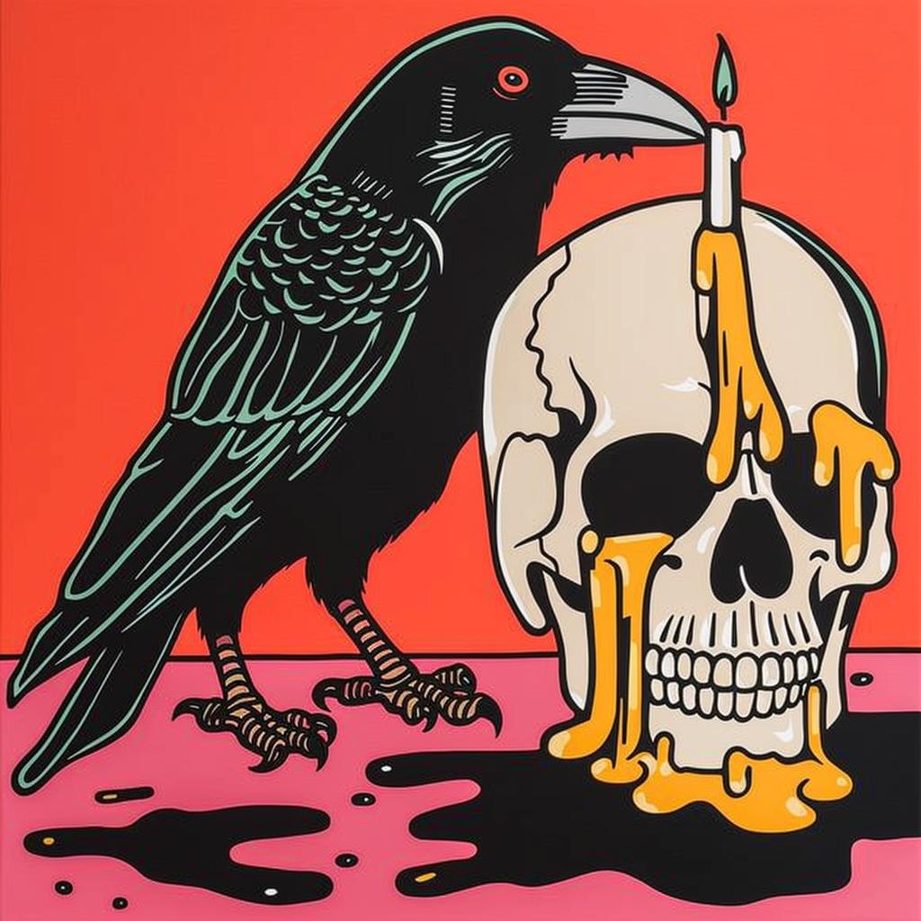 crow  skull  candle  dark  gothic  melting  perched  memento  symbolism  macabre 1023686