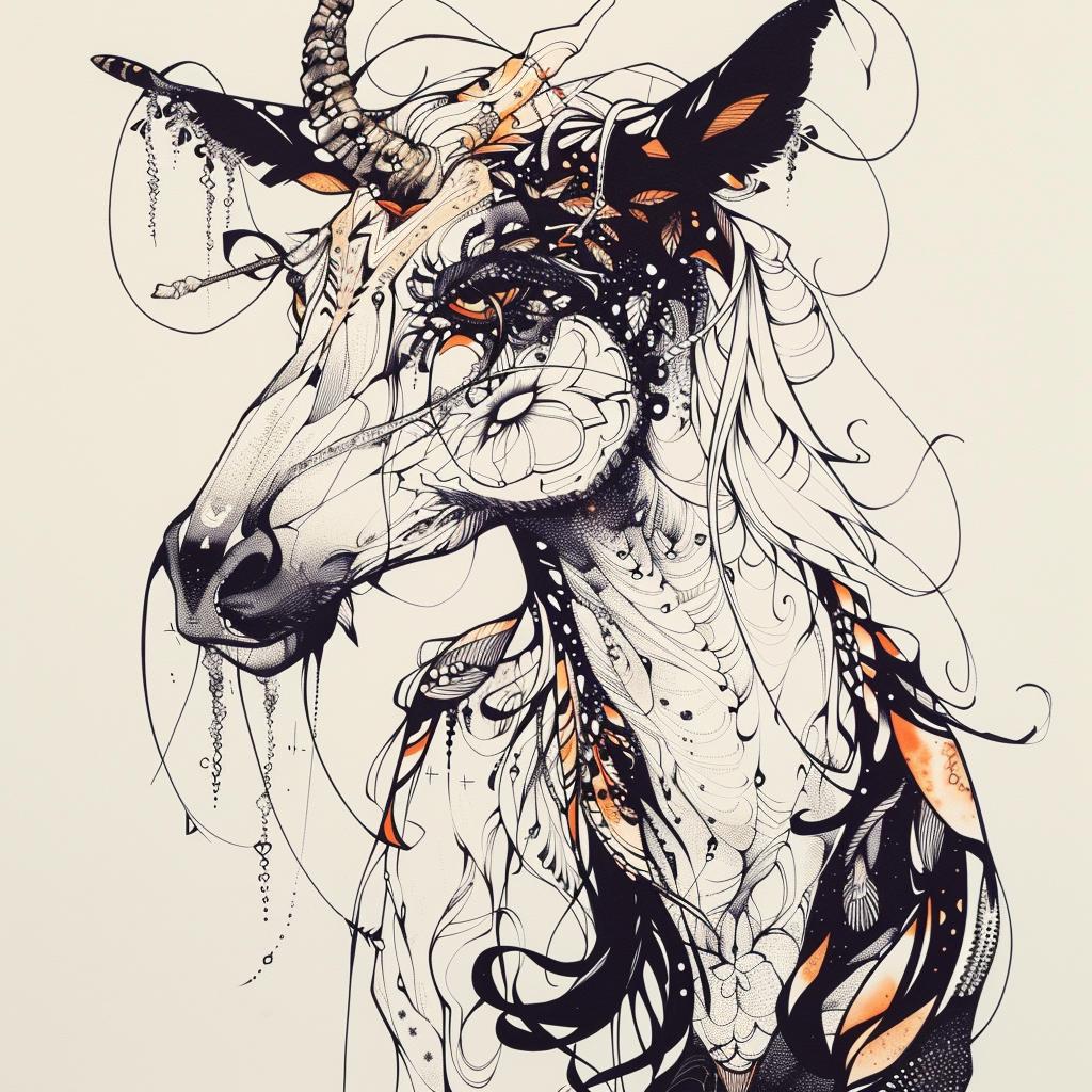 mythical  creature  horse  headdress  drawing  hybrid  unique  fantastical  essence  world 953170
