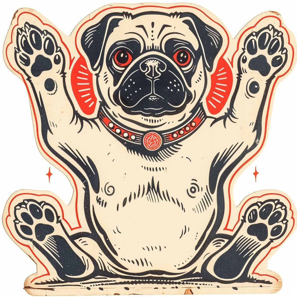 pug  dog  sticker  playful  cute  pet  cartoon  animal  paw  happy 943193