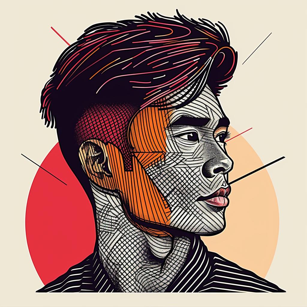 Pop  Art  Asian  Man  Shaved  Black  White  Design  Contemporary  Graphic 937229