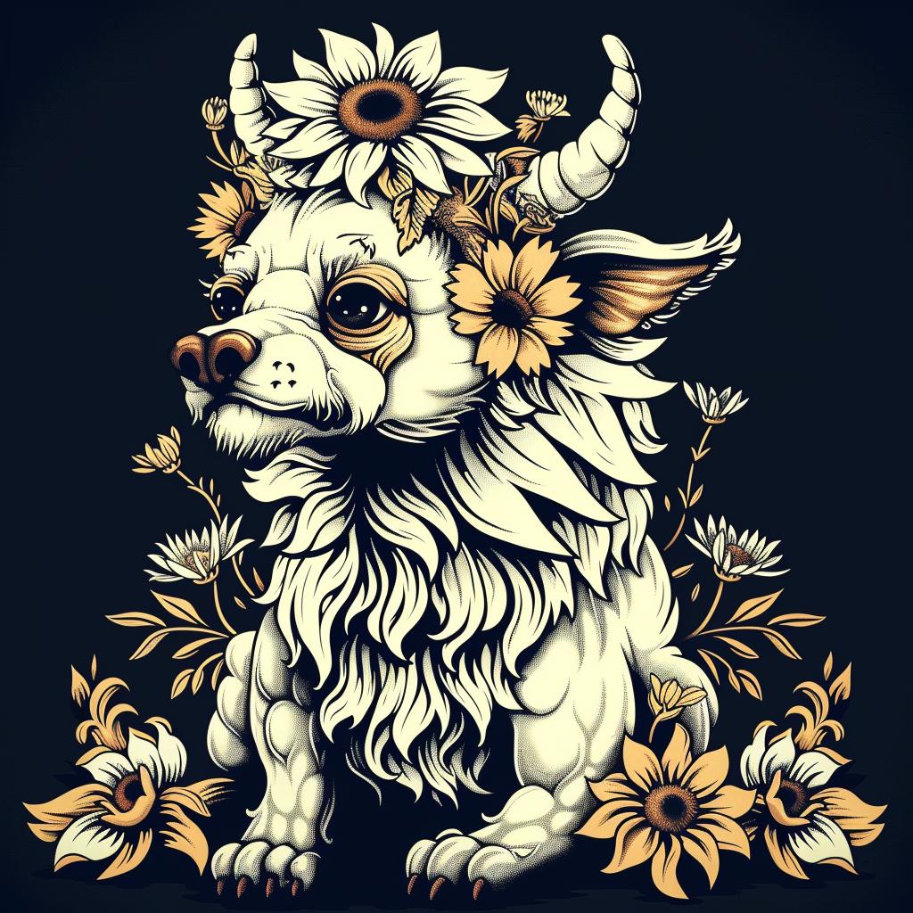 mythical  dog  flowers  hybrid  creature  unique  fantastical  nature  blend  beauty 941249