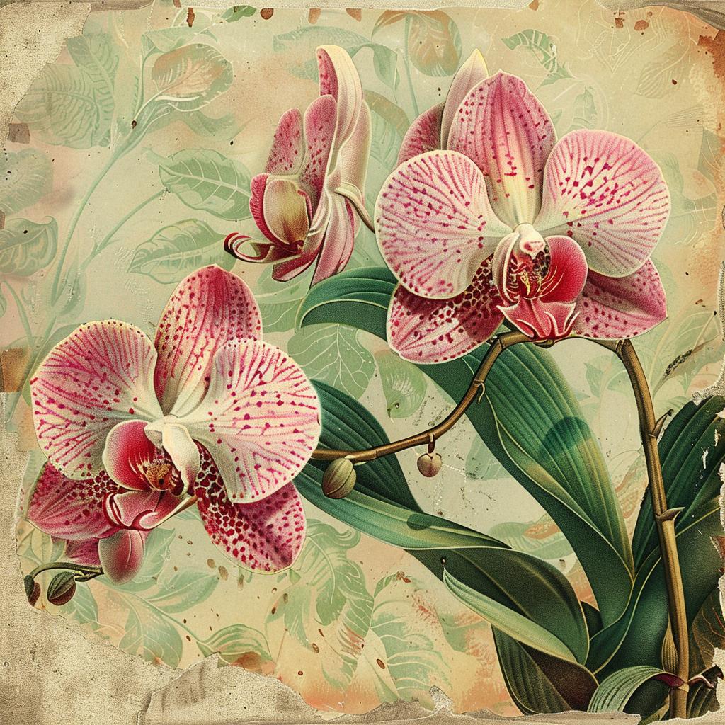 orchids  vintage  flowers  background  botanical  illustration  nostalgic  pastel  floral  art 971657