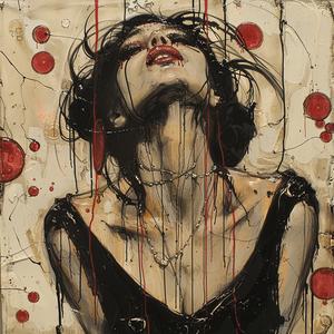 encaustic  painting  woman  red  dots  Todd White  Paul Pope  colorful  artistic  portrait 1064267