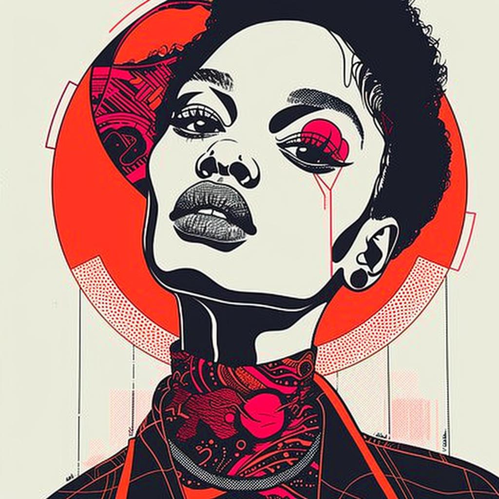 PopArt  Kerry  Washington  red  eyes  headband  digital  portrait  artwork  colorful 938758