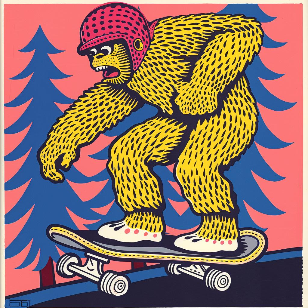 sasquatch  skateboard  kickflip  poster  bigfoot  humor  action  cartoon  urban  sport 962734