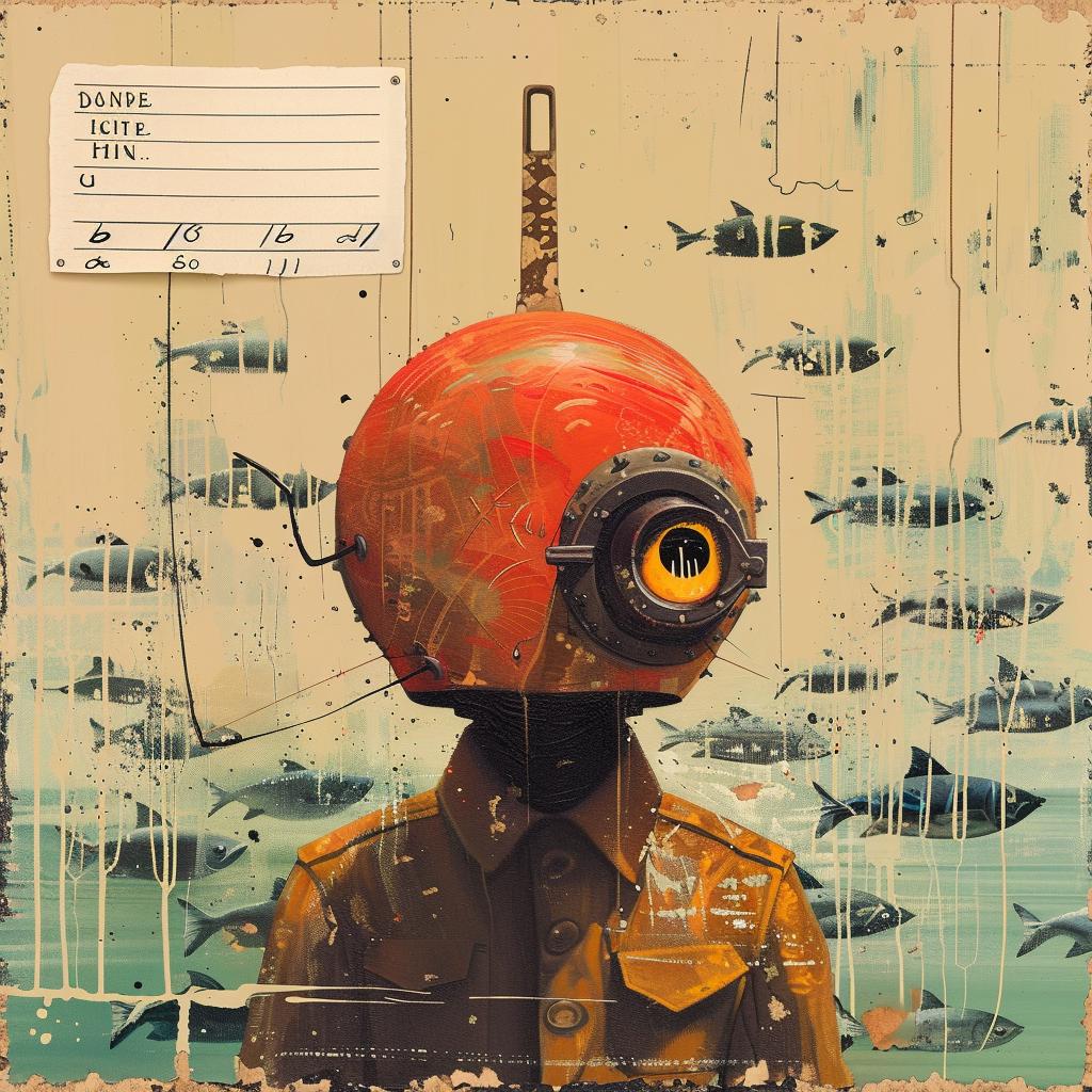 painting  man  helmet  fish  background  impasto  occasional  palette  expression  modern 975676