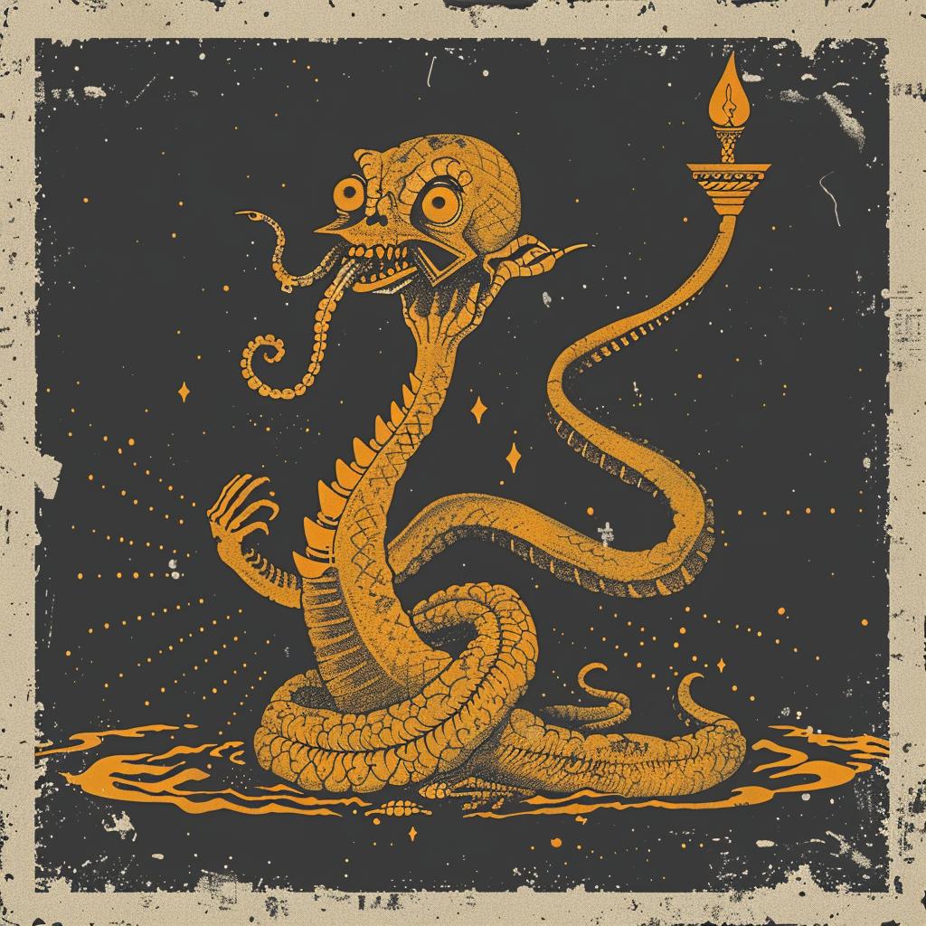 vintage  poster  snake  candle  occult  dark  arts  mystical  illustration  style 926378