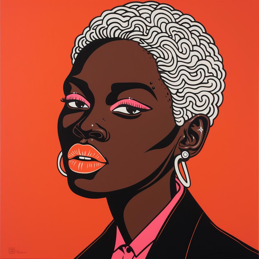 woman  African-American  portrait  white hair  realism  elegant  light skin  illustration  contemporary  vibrant 972465