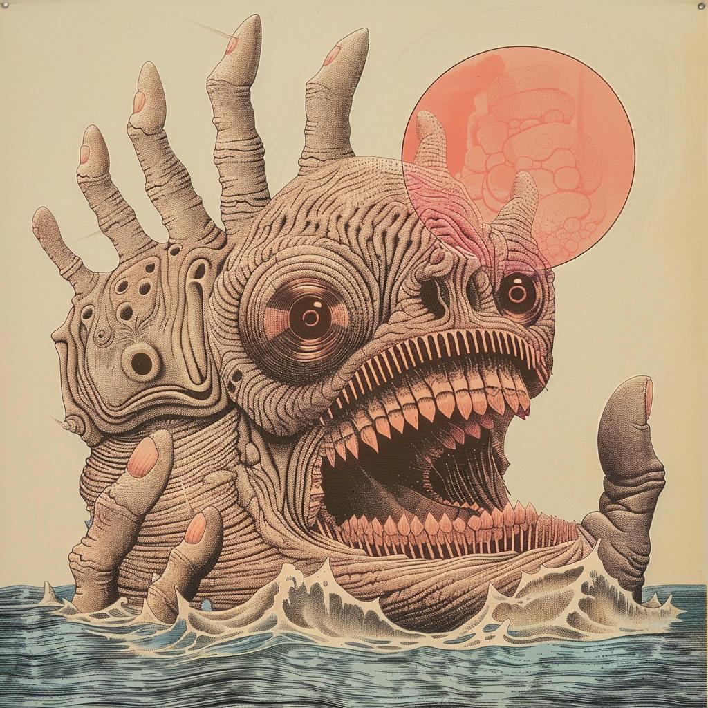 painting  monster  water  red  sun  horror  creature  surreal  dark  fantasy 947167