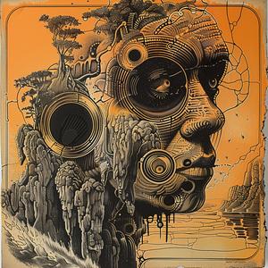 man  head  face  poster  symbolist  surreal  album  cover  risograph  art 1036931