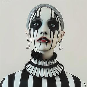 فستان نسائي، مكياج، خطوط سوداء وبيضاء، تصميم جرافيكي، موضة، 1073606