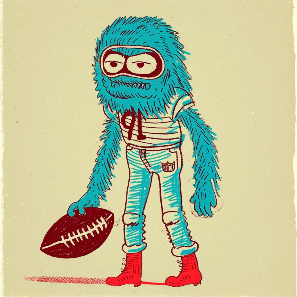 football  player  monster  cartoon  helmet  battle  action  dynamic  uniform  whimsical 940376
