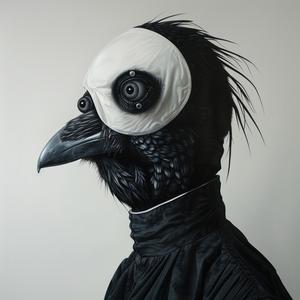DADA art raven creature four eyes airbrush Troy black white 1072866