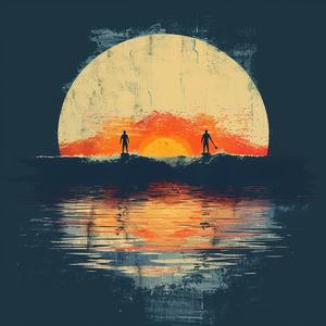 sunset  surfers  ocean  silhouette  action  golden  horizon  dynamic  evening  waves 1074012