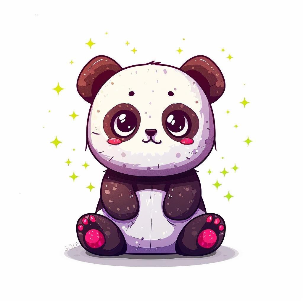 cute  panda  kawaii  cartoon  bear  whimsical  adorable  playful  green  leaves 1027567