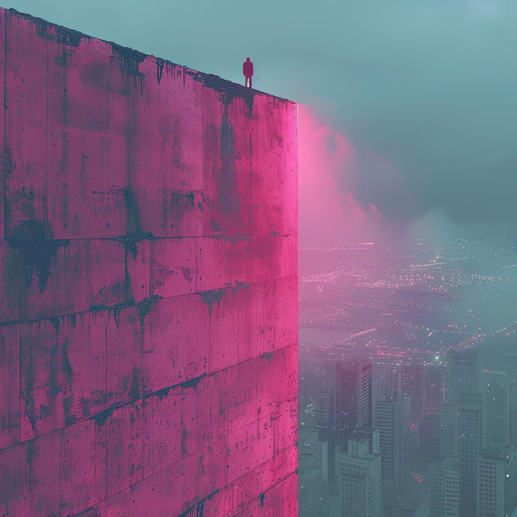 man  building  cyborg  surreal  photography  volumetric  lighting  pink  teal  natural 1029534